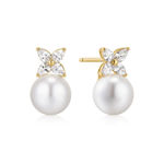 Ania Haie gold shell pearl clover stud earrings