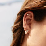 Ania Haie gold shell pearl clover stud earrings