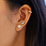 Ania Haie gold cascade shell pearl drop stud earrings