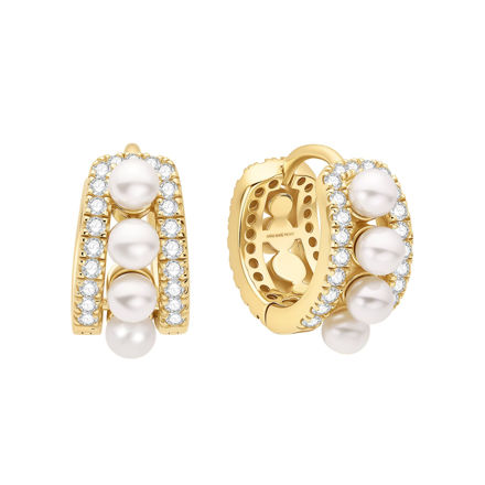 Ania Haie gold sparkling shell pearl row hoop earrings