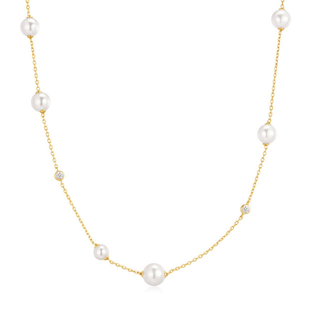 Ania Haie gold asymmetric shell pearl necklace