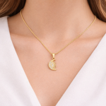 Forgylt sølv halssmykke måne & sol med zirconer