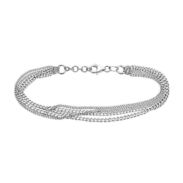 Rhodinert sølv armlenke 5-radig panzer 2.5mm + 1.5mm 18+2cm