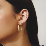 Ania Haie gold large claw sphere hoop earrings