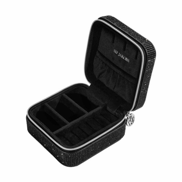 Sif Jakobs reisesmykkeskrin svart glitter 100x100x50mm