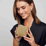 Sif Jakobs reisesmykkeskrin gull glitter 100x100x50mm