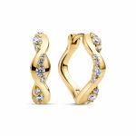 Sif Jakobs forgylt sølv øreringer Waves Altro med Cubic Zirconia 17mm