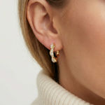 Sif Jakobs forgylt sølv øreringer Waves Altro med Cubic Zirconia 17mm