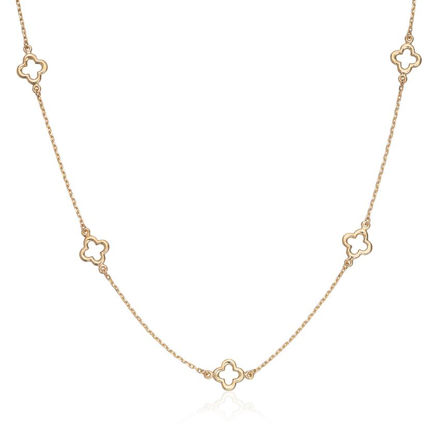 Gull halskjede med 7mm kløver 45cm