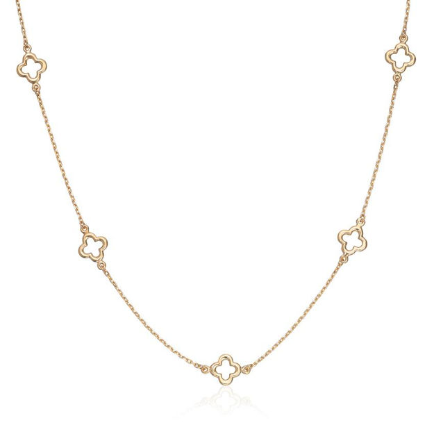 Gull halskjede med 7mm kløver 45cm