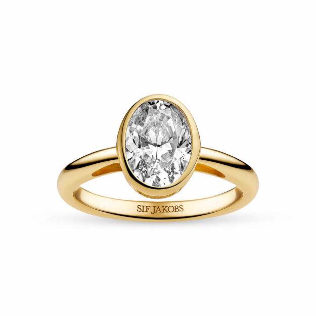 Sif Jakobs forgylt sølv ring Sardinien Ovale Grande med Cubic Zirconia