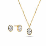 Sif Jakobs forgylt sølv øredobber Sardinien Ovale med Cubic Zirconia