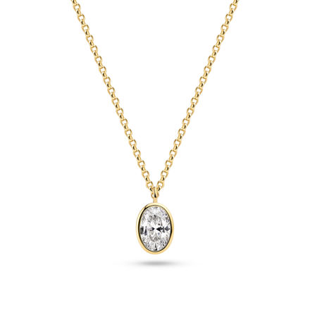Sif Jakobs forgylt sølv halssmykke Sardinien Ovale med Cubic Zirconia
