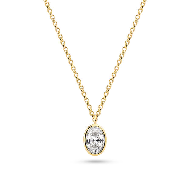 Sif Jakobs forgylt sølv halssmykke Sardinien Ovale med Cubic Zirconia