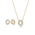 Sif Jakobs forgylt sølv halssmykke Spirale Due Necklace med Cubic Zirconia