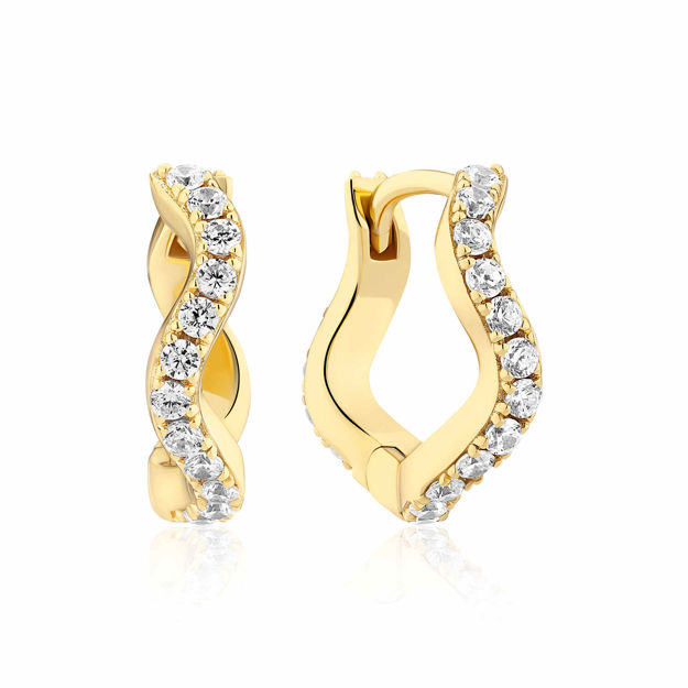Sif Jakobs forgylt sølv øreringer Ellera Waves Medio med Cubic Zirconia
