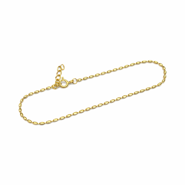 Forgylt sølv armbånd ovalt kulekjede 17+2cm