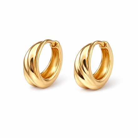 Forgylt sølv øreringer flettet 6mm 17mm