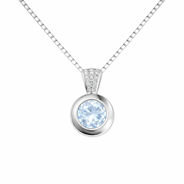 Rhodinert sølv anheng med lys blå zircon 45cm