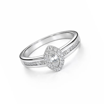 Rhodinert sølv ring med Cubic Zirconia