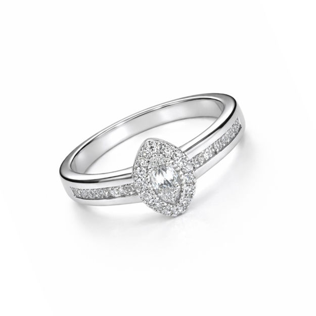 Rhodinert sølv ring med Cubic Zirconia