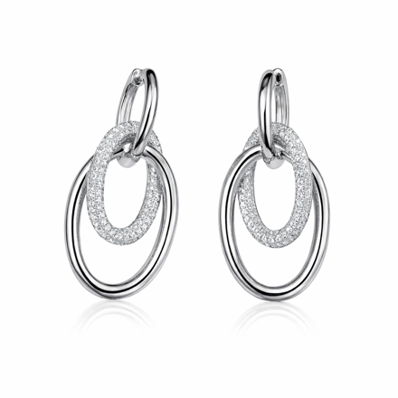 Rhodinert sølv øreringer sirkel med Cubic Zirconia 37mm