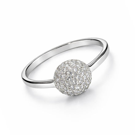 Rhodinert sølv ring kuppel med blanke zirconer 9.5mm