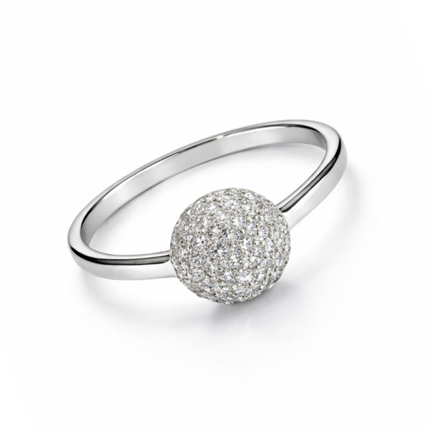 Rhodinert sølv ring kuppel med blanke zirconer 9.5mm