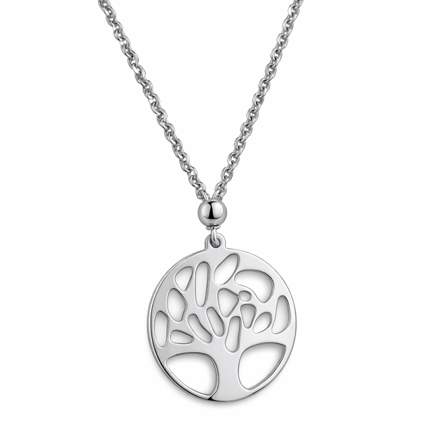 Rhodinert sølv anheng livets tre 21x21mm 42+3cm
