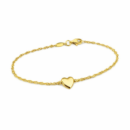Caia Gold 375 armbånd Singapore med hjerte 7mm 18cm