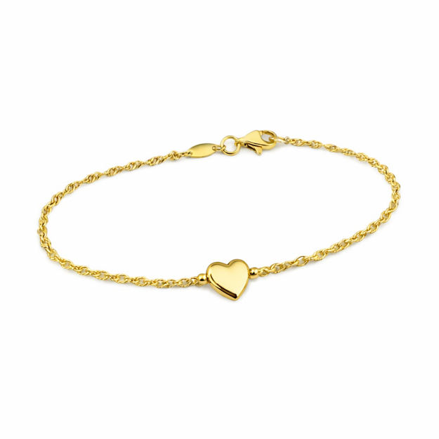 Caia Gold 375 armbånd Singapore med hjerte 7mm 18cm