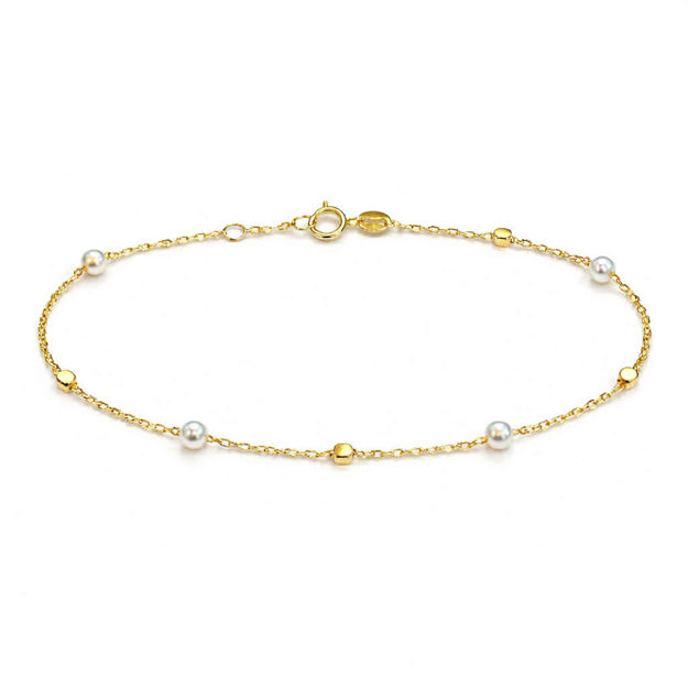 Caia Gold 375 armbånd med perler 18cm