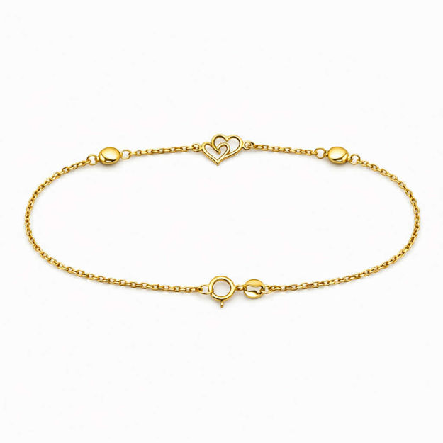 Caia Gold 375 armbånd hjerter 7mm & sirkler 18cm