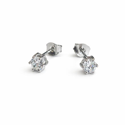 Rhodinert sølv ørepynt med blank zircon 4mm