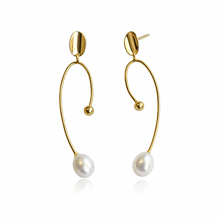 Forgylt sølv øreheng perle / kule