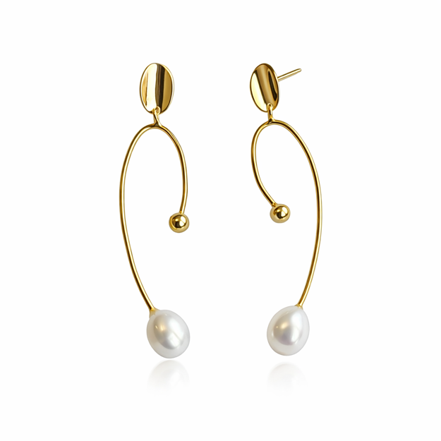 Forgylt sølv øreheng perle / kule