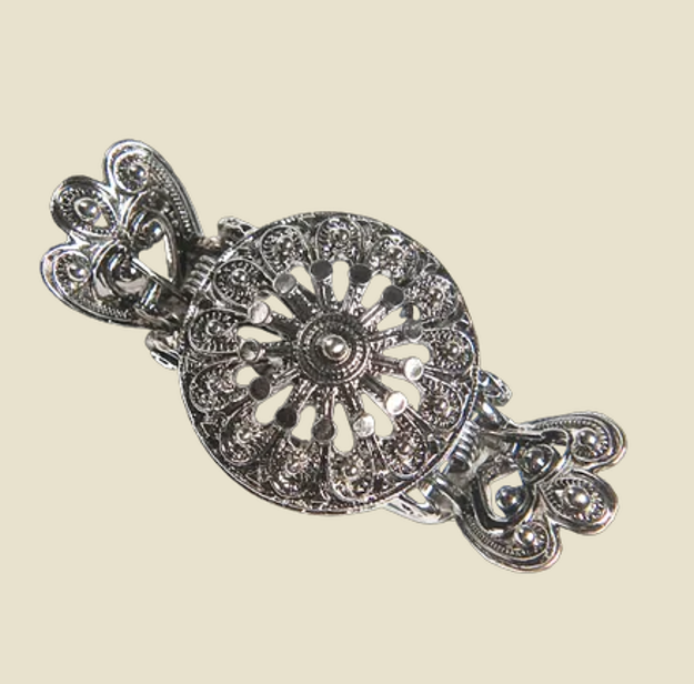 Bunadshårklype Oda liten oksidert sølv