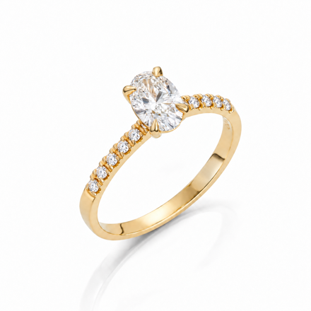 Gult gull ring Olivia 0,62ct LAB diamant River VS