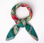 Eufemia silkeskjerf rød, gul & petrol