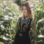 Victoria silkeskjerf lilla, rødt & grønt