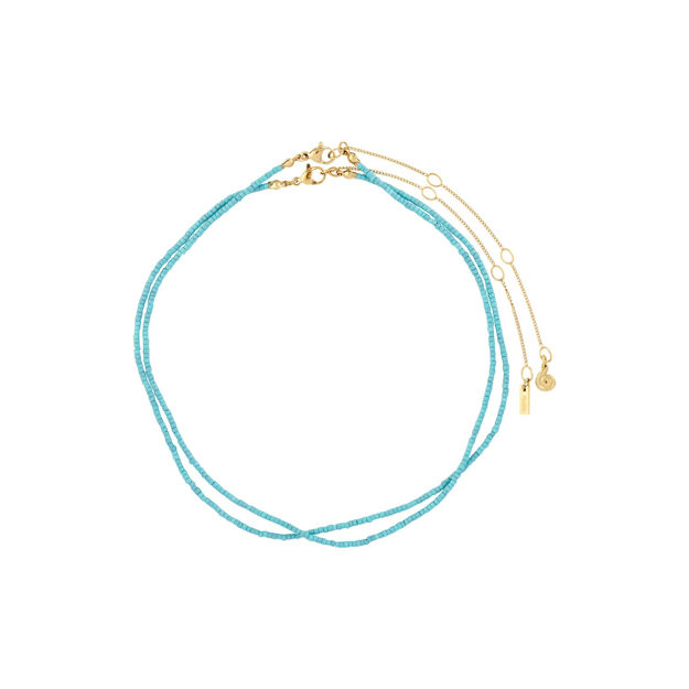 HAZE halskjeder 2-i-1 sett, blå/gullbelagt