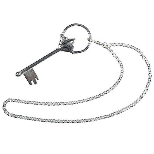 Espeland Vestfold nøkkel m/sølvlenke oksidert sølv