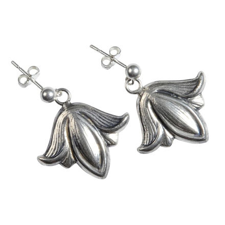 Espeland Vestfold ørepynt stor uten løv oksidert sølv