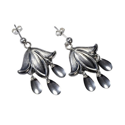 Espeland Vestfold ørepynt med løv oksidert sølv