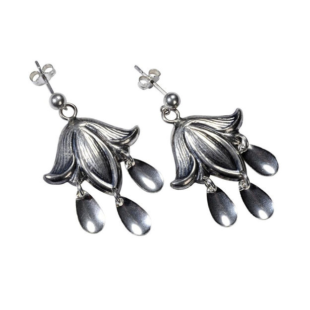 Espeland Vestfold ørepynt med løv oksidert sølv