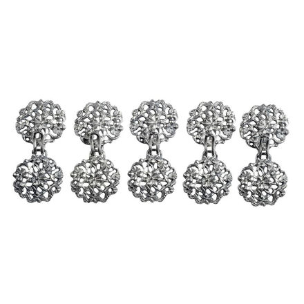 Espeland Vestfold hekter sett 5 par oksidert sølv