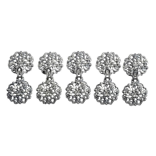 Espeland Vestfold hekter sett 5 par oksidert sølv