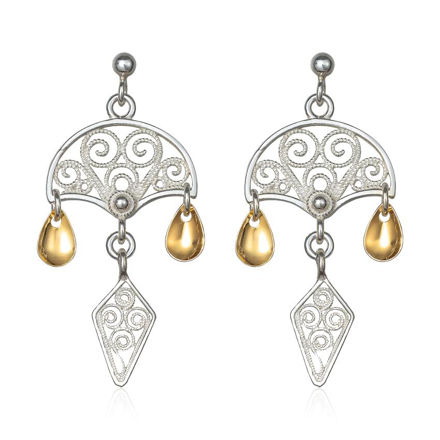 Espeland Bergen øreheng hvitt & forgylt sølv