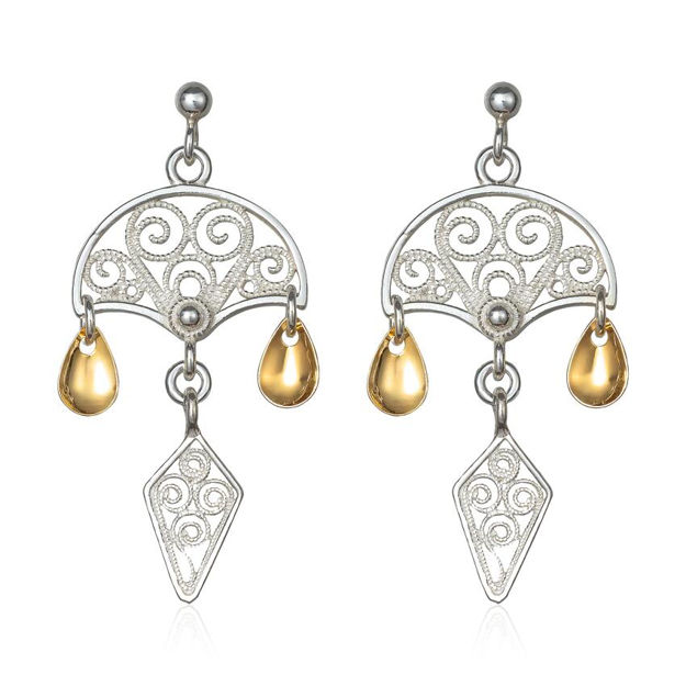 Espeland Bergen øreheng hvitt & forgylt sølv