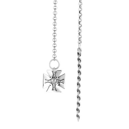 Espeland Rogaland kjede 110cm med spyd & korsløv oksidert sølv